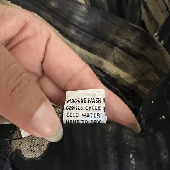 Lyng Designs Dress Womens L Black Tan Abstract Square Neck Lagenlook Oversize - Picture 12 of 12